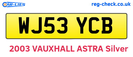 WJ53YCB are the vehicle registration plates.