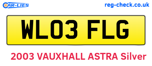 WL03FLG are the vehicle registration plates.