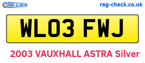 WL03FWJ are the vehicle registration plates.