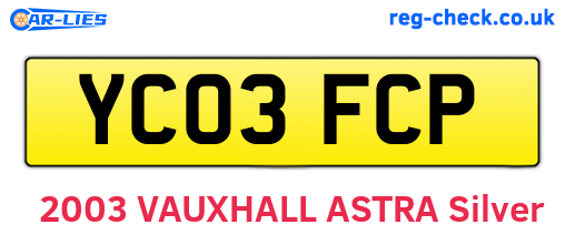 YC03FCP are the vehicle registration plates.