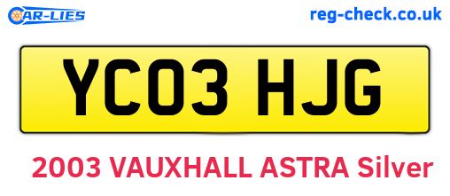 YC03HJG are the vehicle registration plates.