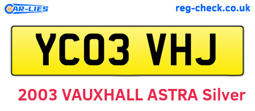 YC03VHJ are the vehicle registration plates.