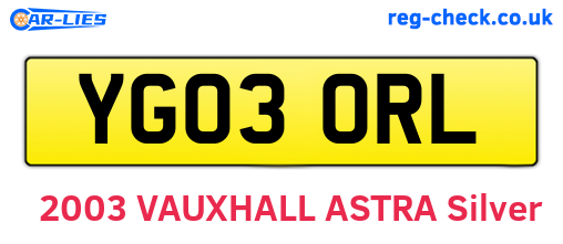 YG03ORL are the vehicle registration plates.
