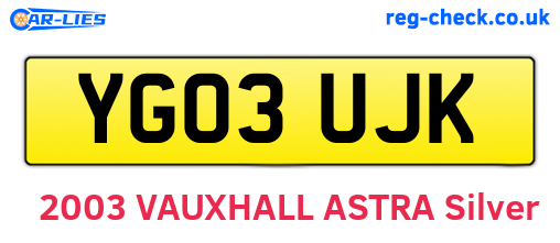 YG03UJK are the vehicle registration plates.