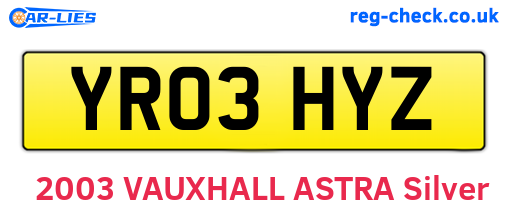 YR03HYZ are the vehicle registration plates.
