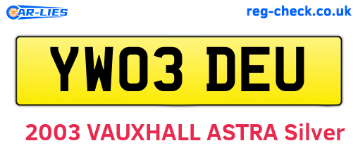 YW03DEU are the vehicle registration plates.