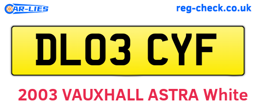 DL03CYF are the vehicle registration plates.