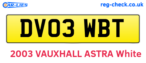 DV03WBT are the vehicle registration plates.