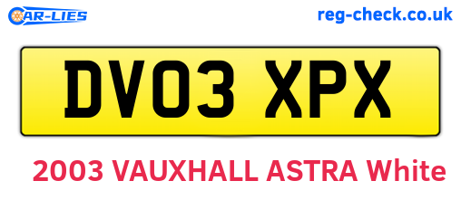 DV03XPX are the vehicle registration plates.