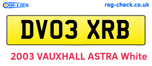 DV03XRB are the vehicle registration plates.