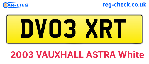 DV03XRT are the vehicle registration plates.