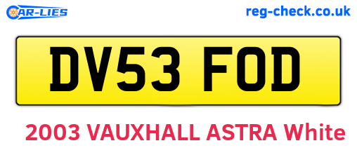 DV53FOD are the vehicle registration plates.