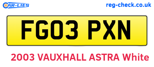 FG03PXN are the vehicle registration plates.