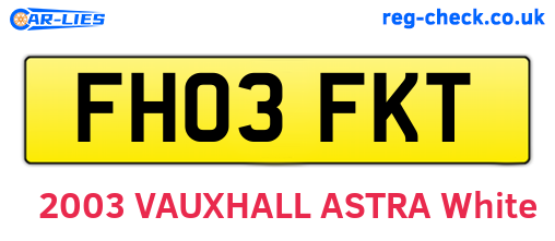 FH03FKT are the vehicle registration plates.