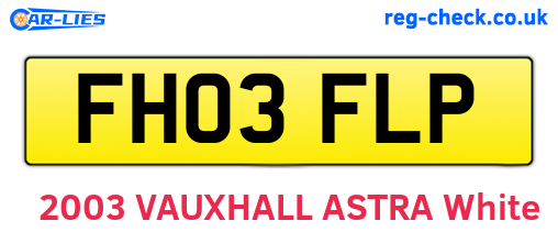 FH03FLP are the vehicle registration plates.