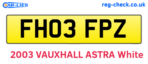 FH03FPZ are the vehicle registration plates.