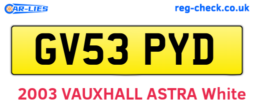 GV53PYD are the vehicle registration plates.