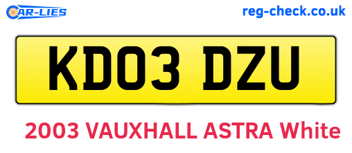 KD03DZU are the vehicle registration plates.