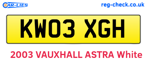 KW03XGH are the vehicle registration plates.