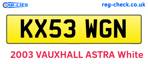 KX53WGN are the vehicle registration plates.