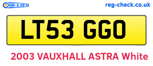 LT53GGO are the vehicle registration plates.