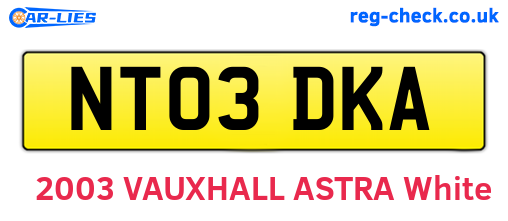 NT03DKA are the vehicle registration plates.