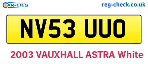 NV53UUO are the vehicle registration plates.