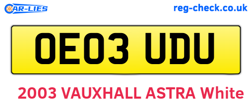 OE03UDU are the vehicle registration plates.