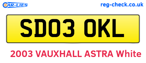 SD03OKL are the vehicle registration plates.