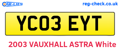 YC03EYT are the vehicle registration plates.