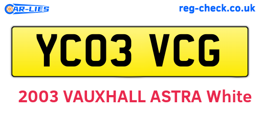 YC03VCG are the vehicle registration plates.
