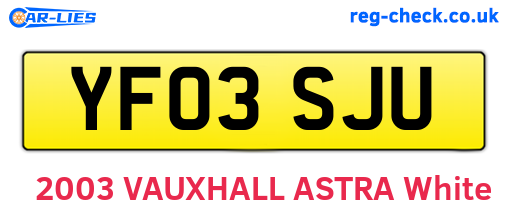 YF03SJU are the vehicle registration plates.