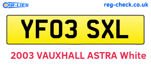 YF03SXL are the vehicle registration plates.