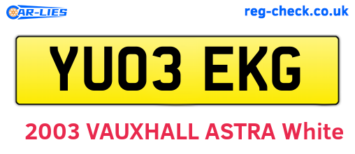 YU03EKG are the vehicle registration plates.