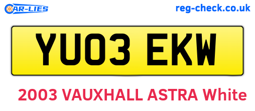 YU03EKW are the vehicle registration plates.