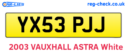 YX53PJJ are the vehicle registration plates.