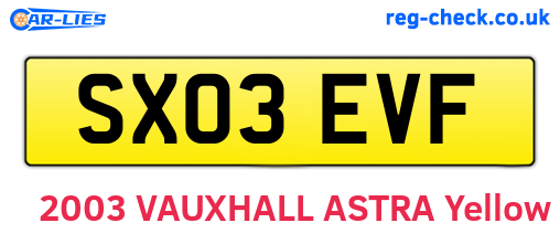 SX03EVF are the vehicle registration plates.