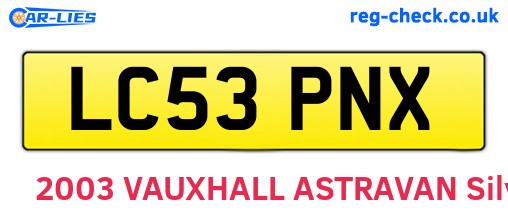 LC53PNX are the vehicle registration plates.