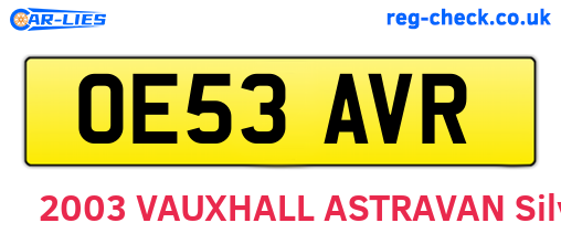 OE53AVR are the vehicle registration plates.