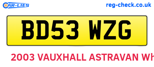 BD53WZG are the vehicle registration plates.
