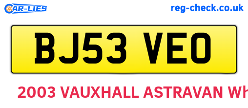 BJ53VEO are the vehicle registration plates.