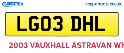 LG03DHL are the vehicle registration plates.