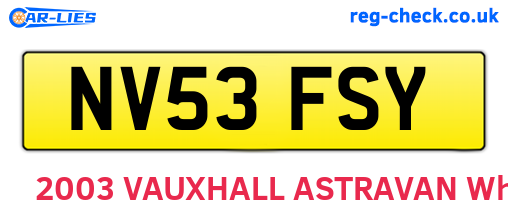 NV53FSY are the vehicle registration plates.