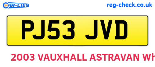 PJ53JVD are the vehicle registration plates.