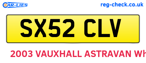 SX52CLV are the vehicle registration plates.