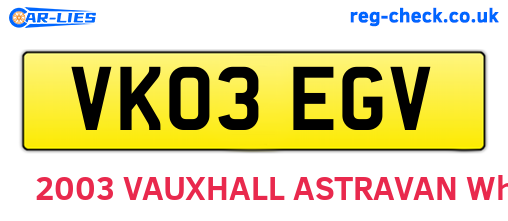 VK03EGV are the vehicle registration plates.