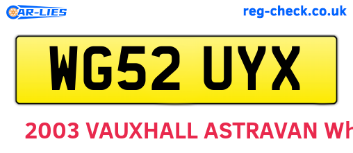 WG52UYX are the vehicle registration plates.