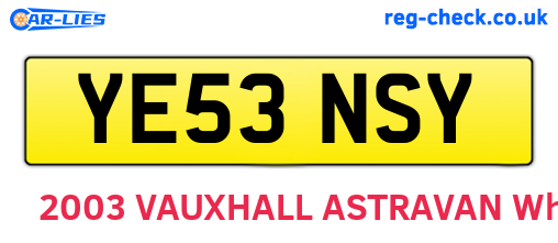 YE53NSY are the vehicle registration plates.