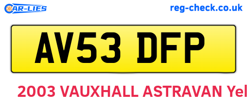 AV53DFP are the vehicle registration plates.