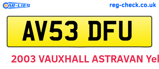AV53DFU are the vehicle registration plates.